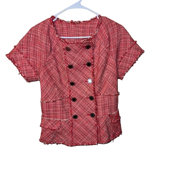 BCBGMaxAzria Jackets & Blazers - BCBGMAXAZRIA Short Sleeve Tweed Blazer Button Shirt